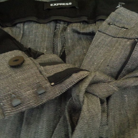 Express High Waisted Linen-Blend Sash Tie Ankle Pant size 2R - Picture 4 of 11